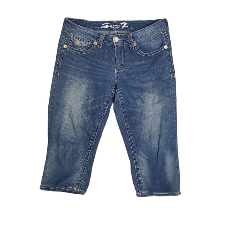 Y2K SEVEN7 low rise stretch back flap pocket‎ crop capri jeans 10